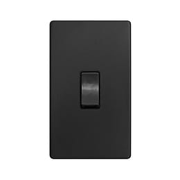 The Camden Collection Matt Black 45A 1 Gang Double Pole Switch Double Plate Screwless