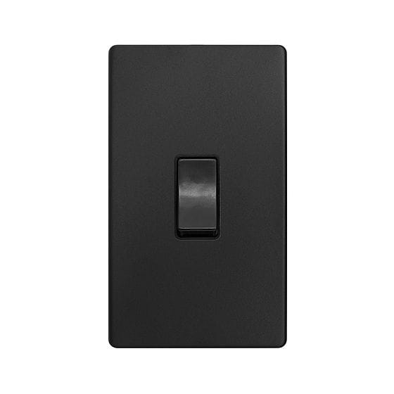The Camden Collection Matt Black 45A 1 Gang Double Pole Switch Double Plate Screwless