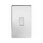 The Finsbury Collection Polished Chrome 45A 1 Gang Double Pole Switch Double Plate Wht Ins Screwless