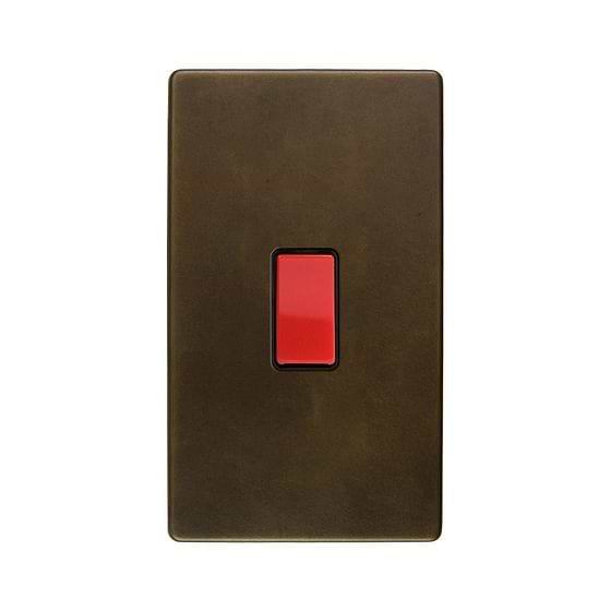 The Westminster Collection Vintage Brass 45A 1 Gang Double Pole Switch, Large Plate