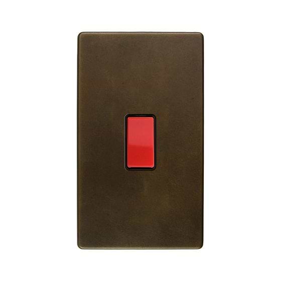Vintage Brass 45A Double Pole Switch Double Plate
