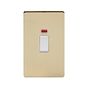 The Savoy Collection Brushed Brass 45A 1 Gang Double Pole Switch With Neon, Large Plate Wht Ins Screwless