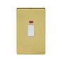 The Savoy Collection Brushed Brass 45A 1 Gang Double Pole Switch With Neon, Large Plate Wht Ins Screwless