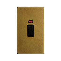 The Belgravia Collection Old Brass 45A 1 Gang Double Pole Switch With Neon on Large Plate
