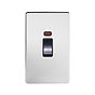 The Finsbury Collection Polished Chrome 45A 1 Gang Double Pole Switch With Neon Large Plate Blk Ins Screwless