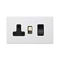 Soho Lighting Primed Paintable 45A Cooker Control Unit with Brushed Brass Switch with Black Insert