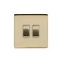 Soho Lighting Brushed Brass 10A 2 Gang 2 Way Switch Wht Ins Screwless