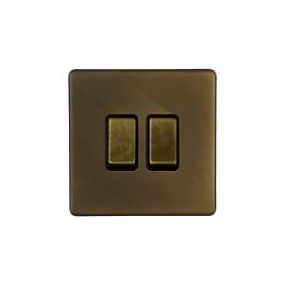The Westminster Collection Vintage Brass 10A 2 Gang 2 Way Switch