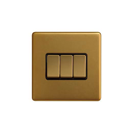 Soho Lighting Antique Gold 10A 3 Gang 2 Way Switch