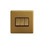 Soho Lighting Antique Gold 10A 3 Gang 2 Way Switch