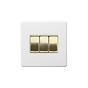 Soho Lighting Primed Paintable 3 Gang 2 Way 10A Light Switch with Brushed Brass Switch with White Insert
