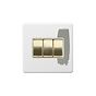 Soho Lighting Primed Paintable 3 Gang 2 Way 10A Light Switch with Brushed Brass Switch with White Insert