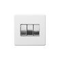 Soho Lighting Primed Paintable 3 Gang 2 Way 10A Light Switch with Brushed Chrome Switch and White Insert