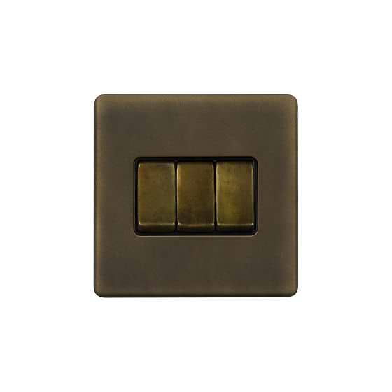 The Westminster Collection Vintage Brass 10A 3 Gang 2 Way Switch