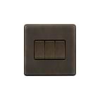 The Westminster Collection Vintage Brass 10A 3 Gang 2 Way Switch