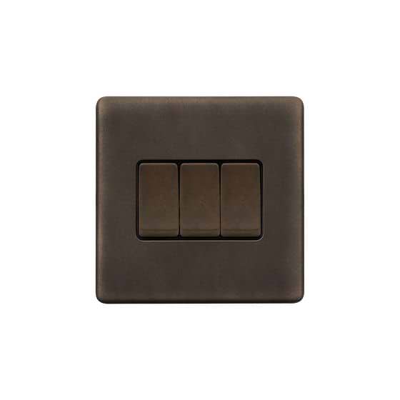 The Westminster Collection Vintage Brass 10A 3 Gang 2 Way Switch