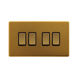 Soho Lighting Antique Gold 10A 4 Gang 2 Way Switch