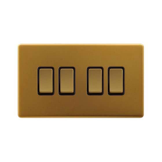 Soho Lighting Antique Gold 10A 4 Gang 2 Way Switch