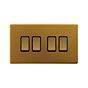 Soho Lighting Antique Gold 10A 4 Gang 2 Way Switch