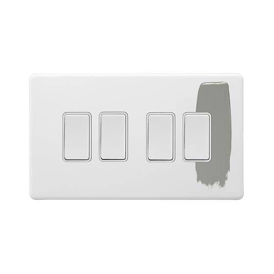Soho Lighting Primed Paintable 4 Gang 2 Way 10A Light Switch with White Switch