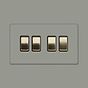 Soho Lighting Primed Paintable 4 Gang 2 Way 10A Light Switch with Brushed Brass Switch with Black Insert