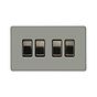 Soho Lighting Primed Paintable 4 Gang 2 Way 10A Light Switch with Antique Brass Switch