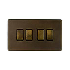 The Westminster Collection Vintage Brass 10A 4 Gang 2 Way Switch