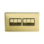 The Savoy Collection Brushed Brass 6 Gang 2 Way 10A Light Switch Blk Ins Screwless