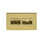 The Savoy Collection Brushed Brass 10A 6 Gang 2 Way Switch Wht Ins Screwless