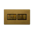 The Belgravia Collection Old Brass 10A 6 Gang 2 Way Switch