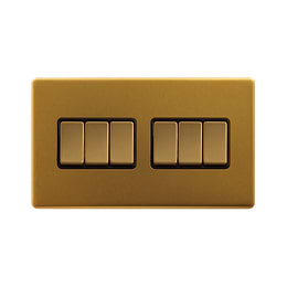 Soho Lighting Antique Gold 10A 6 Gang 2 Way Switch