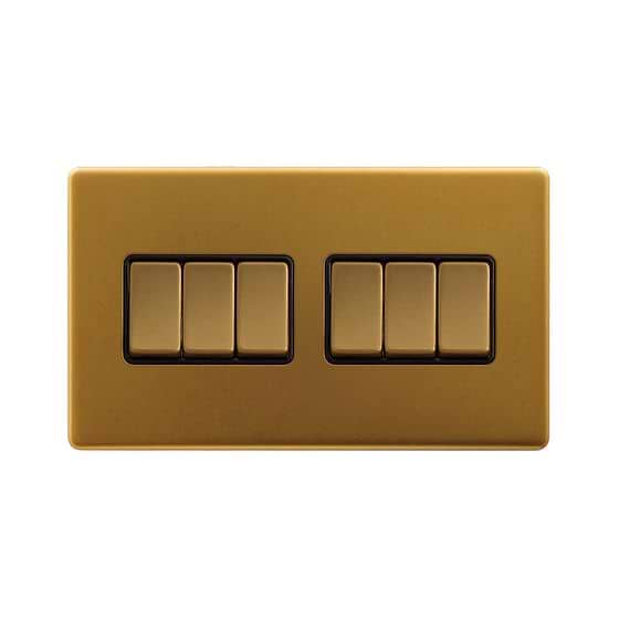 Soho Lighting Antique Gold 10A 6 Gang 2 Way Switch