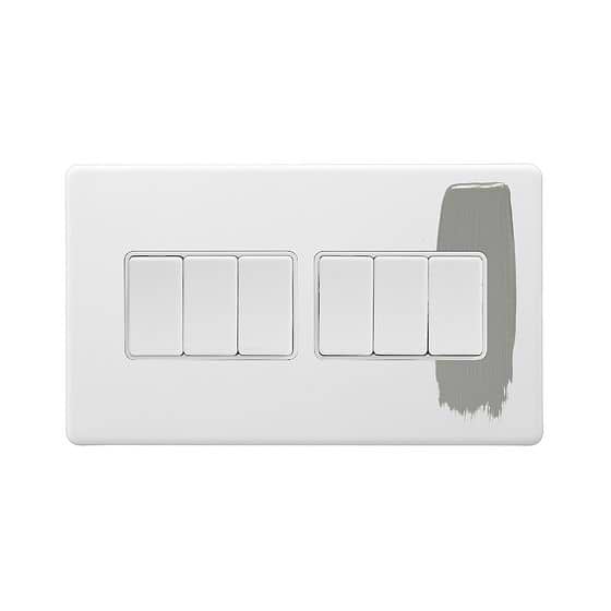Soho Lighting Primed Paintable 6 Gang 2 Way 10A Light Switch with White Switch