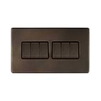 The Westminster Collection Vintage Brass 10A 6 Gang 2 Way Switch