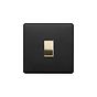 The Camden Collection Matt Black & Brushed Brass 10A 1 Gang Intermediate Switch Black Insert Screwless