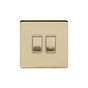 Soho Lighting Brushed Brass 2 Gang Intermediate Switch Wht Ins Screwless