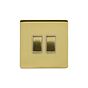 The Savoy Collection Brushed Brass 2 Gang Intermediate Switch Wht Ins Screwless