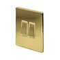 The Savoy Collection Brushed Brass 2 Gang Intermediate Switch Wht Ins Screwless