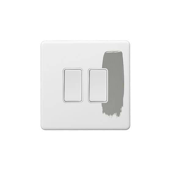 Soho Lighting Primed Paintable 2 Gang Intermediate Switch 10A with White Switch