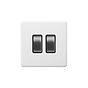 Soho Lighting Primed Paintable 2 Gang Intermediate Switch 10A with Brushed Chrome Switch and Black Insert