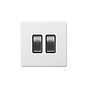 Soho Lighting Primed Paintable 2 Gang Intermediate Switch 10A with Brushed Chrome Switch and Black Insert