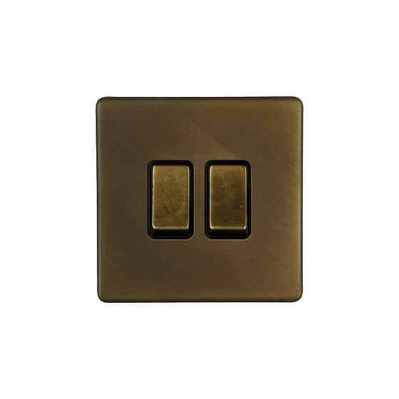 The Westminster Collection Vintage Brass 10A 2 Gang Intermediate Switch