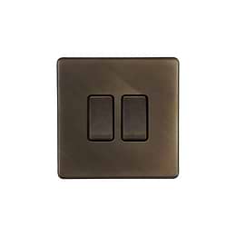 The Westminster Collection Vintage Brass 10A 2 Gang Intermediate Switch