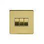 The Savoy Collection Brushed Brass 10A 3 Gang Intermediate Switch Wht Ins Screwless
