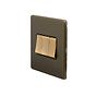 The Eton Collection Bronze 10A 3 Gang Intermediate Switch Black Inserts Screwless