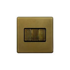 The Belgravia Collection Old Brass 10A 3 Gang Intermediate switch