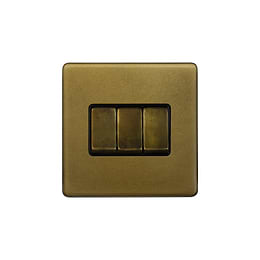 The Belgravia Collection Old Brass 10A 3 Gang Intermediate switch