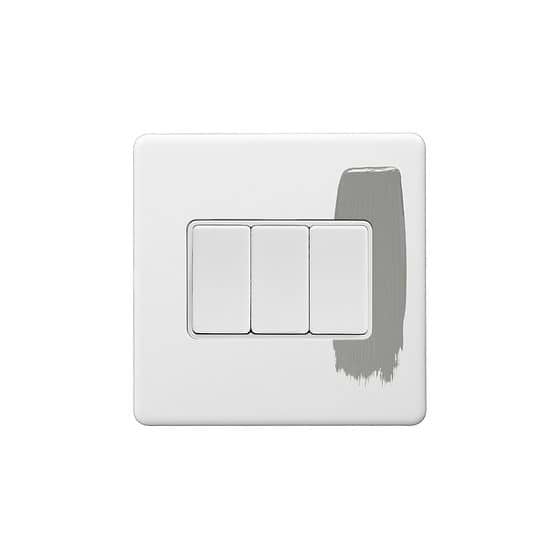 Soho Lighting Primed Paintable 3 Gang Intermediate switch with White Switch