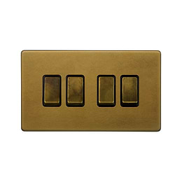 The Belgravia Collection Old Brass 10A 4 Gang Intermediate switch