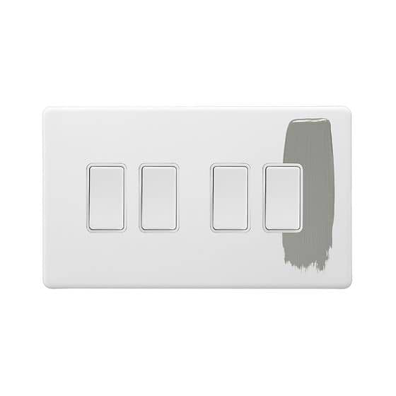 Soho Lighting Primed Paintable 4 Gang Intermediate switch with White Switch